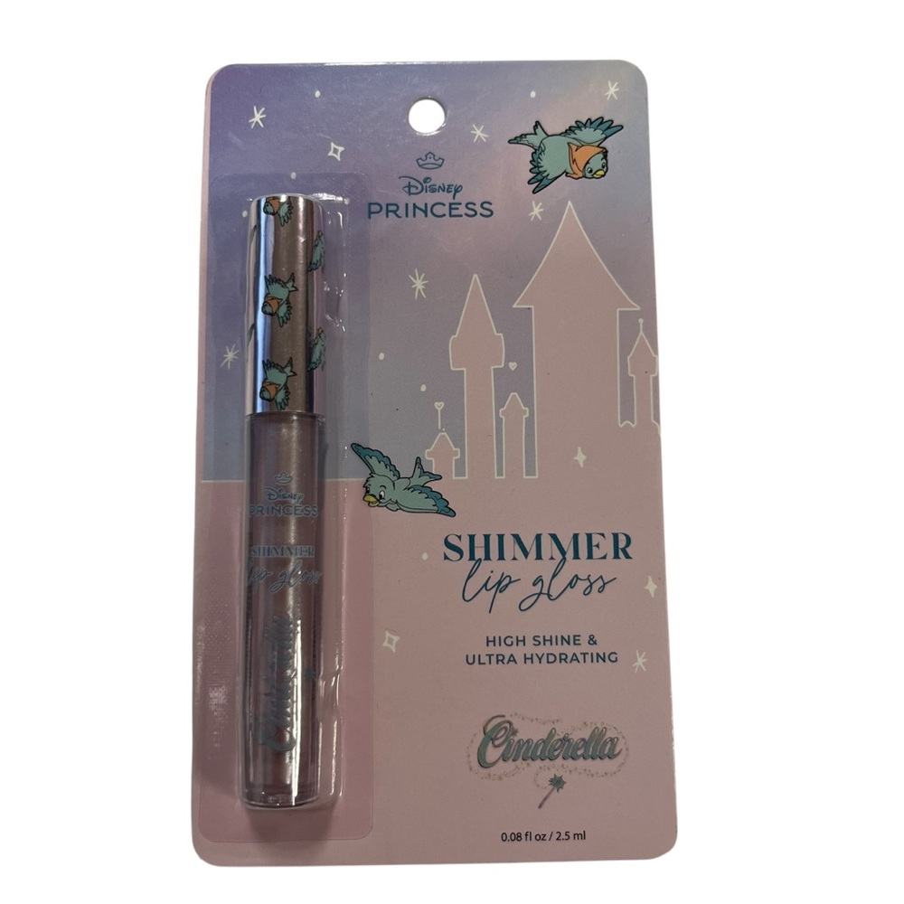 Disney Princess Shimmer Lip Gloss Cinderella Blue Bird On Packaging 0.08 fl oz